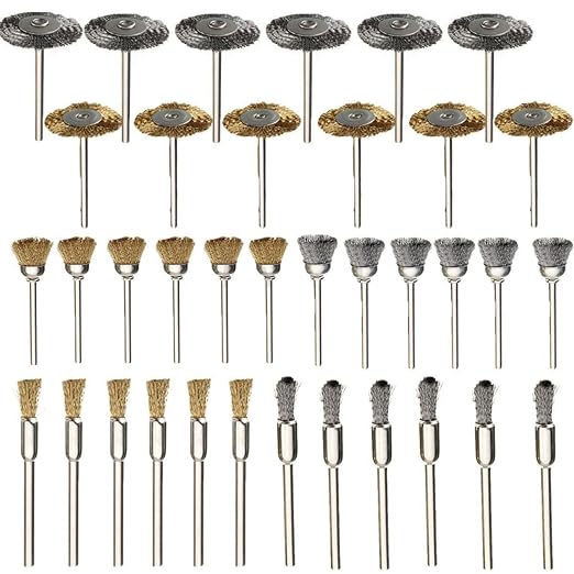 Rocaris 36Pcs Brass Steel Wire Brush Polishing Wheels Full kit for Rotary Tools