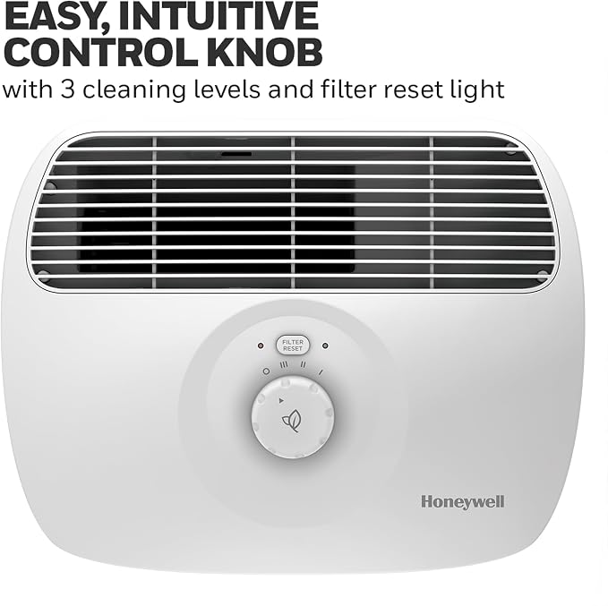 Honeywell Air Purifier for Home, 465 Ft² in 1 hour, Dual Action Filter, Reduces Dust, Pollen, Pet Dander, Odors, Smoke, Compact Allergen Reducer, Small Air Purifier, White HHT270