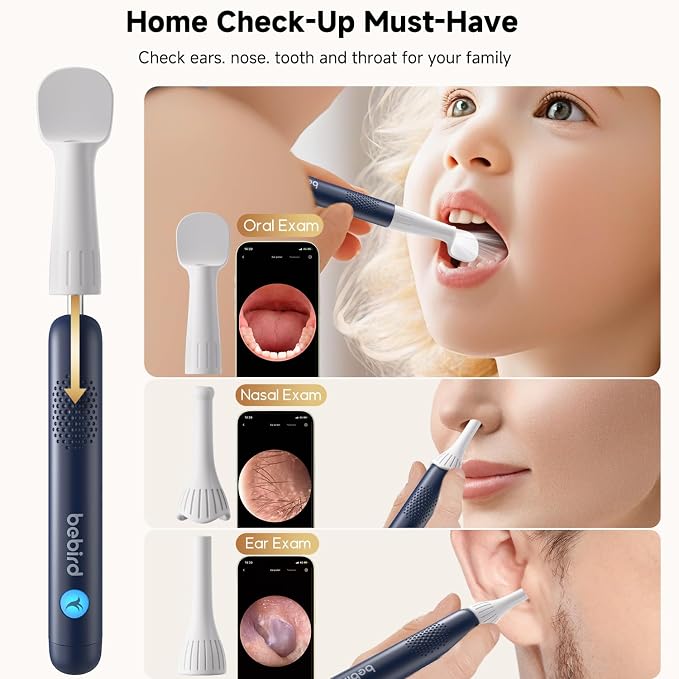 BEBIRD R1 Ultra Ear Wax Removal, Ear Cleaner with Camera, Wax Remove Ear Pick with Ear Tweezers, Visual Dropper Cleaning Kit, Ear/Nose/Throat Tool for Family, Blue