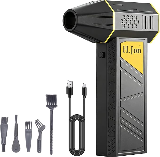 Compressed Air Duster, 130000RPM Electric Air Duster, Rechargeable Cordless Air Blower with 2-Gear Turbo Fan, Canned Air Alternative for Keyboard, PC, Computer, Car, Home & Outdoor Camping Use 8000mAh