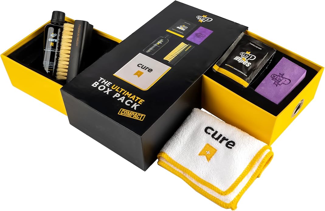 Crep Protect Shoe Care Pack - COMPACT Premium Sneaker Cleaning Kit with 9 x Sneaker Wipes, 1 x Suede & Nubuck Eraser, 3.38 Oz Cleaning Solution, Microfibre Cloth & Brush