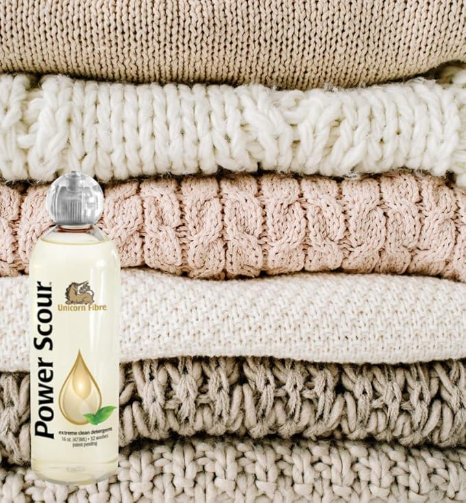 Unicorn Power Scour 16oz. Deep Cleaning Soap for All Types of Fibers. Raw Wool, Sheepskin, Fleece, Cashmere, Mohair, Alpaca, Knits, Hemp, Cotton, and Rugs. Increase Fiber Yield. Lavender Scent.