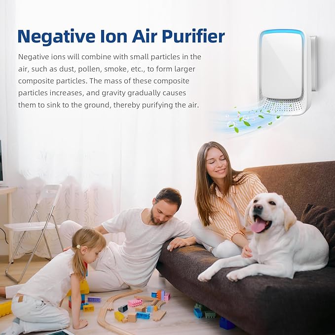2026 Upgraded Air Ionizer Purifier for Home,6 Pack Plug-in Negative Ion Generator Air Freshener for Bedroom Bathroom Kitchen Office Pet Room, Quiet Filterless Ionic Air Cleaner for Smoke Dust