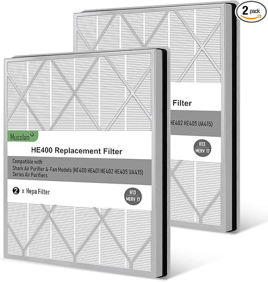 HE401 Replacement Filter for Shark Air Purifier 4 Model, HE401 HE402 HE405 HE400 3-Stage Filtration System of H13 True HEPA and Activated Carbon Pre-Filter, 2 Pack