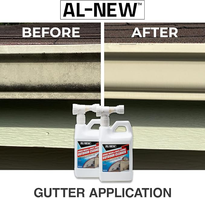 AL-NEW Exterior Cleaning Bundle Clean & Protect w/ 1 gallon House Wash & Vinyl Siding Outdoor Cleaner (2-64oz Hose-End Bottles)