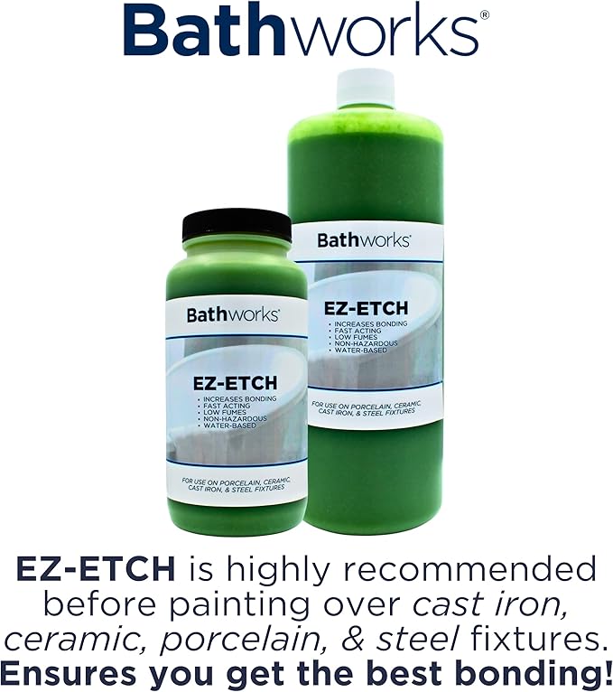 Bathworks Quick-Dry Essentials Roll-On Refinishing Kit – 22 fl oz White – High-Gloss Resin Coating with Non-Slip Additive – 12-Hour Dry Time – For Bathtubs, Tile, Sinks & Showers – Coating Materials Only