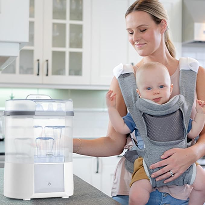 Chicco Advanced Electric Steam Sterilizer and Dryer for Baby Bottles, Pacifiers & Feeding Accessories, Kills 99.9% of Germs, Holds 6 Bottles, 4 Programs with Auto Dry & Delay Start, Auto Shut-Off