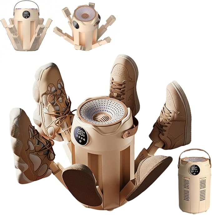 6-Arm Boot and Glove Dryer Family Size – Forced Air Boot Dryer with Heat Blower & Timer. Foldable Ski Boot Dryer, Warmer & Hockey Equipment Dryer for Shoes, Ski Gloves, Hats – Adjustable Rack(White)