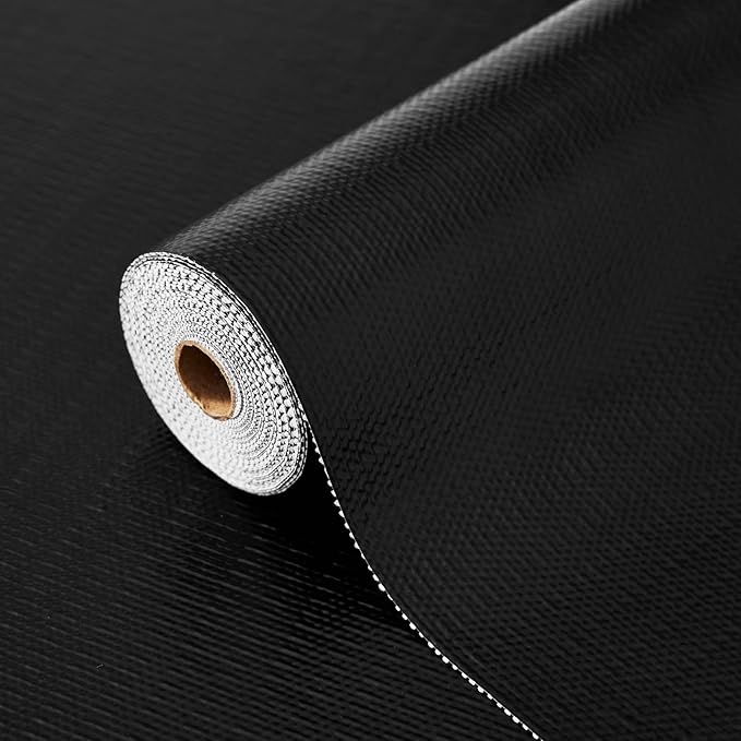 Drawer and Shelf Liner, Non-Slip Kitchen Cabinet Liners Non-Adhesive Thick Strong Grip Waterproof Washable Mats Protect Dresser Shelves Cupboard Bathroom Cabinets, Black, 18 in X 10 FT