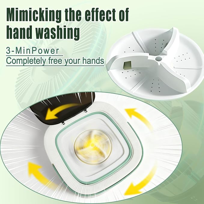 Portable Washer and Dryer Bundle - Foldable 16L Washing Machine with 3 Cleaning Modes + Quiet Compact Dryer with Adjustable Timer, Perfect for Travel, Apartment, Baby/Intimate Apparel