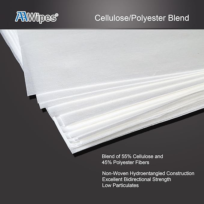 AAwipes Cleanroom Wipes Nonwoven Wipers Cellulose/Polyester Blend (12" x 24" 150PCS) for Lab, Electronics, Pharmaceutical, Printing and Semiconductor Industries (NW0681224-150)