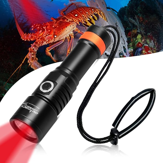 ORCATORCH D530 Scuba Dive Light 190 Lumens, Titanium Alloy Diving Flashlight with Waterproof IP68, Diving Flashlight 2 Lighting Modes for Underwater 150m Diving (Red Light