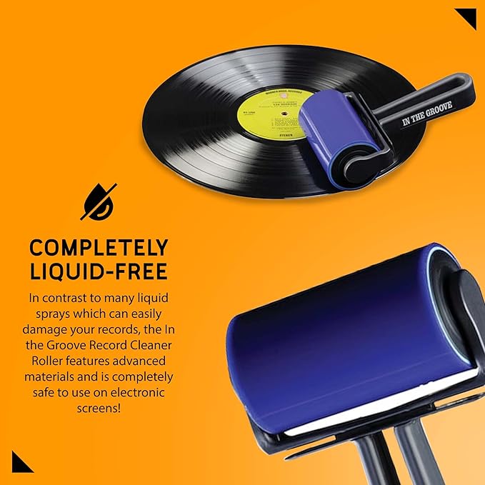 Screen Cleaner In The Groove Vinyl Roller - Quick Cleaning Vinyl Records or LP Surfaces from Dust - No Need for Spray or Wipes - Liquid Free iPad Screen Cleaner - Washable & Reusable