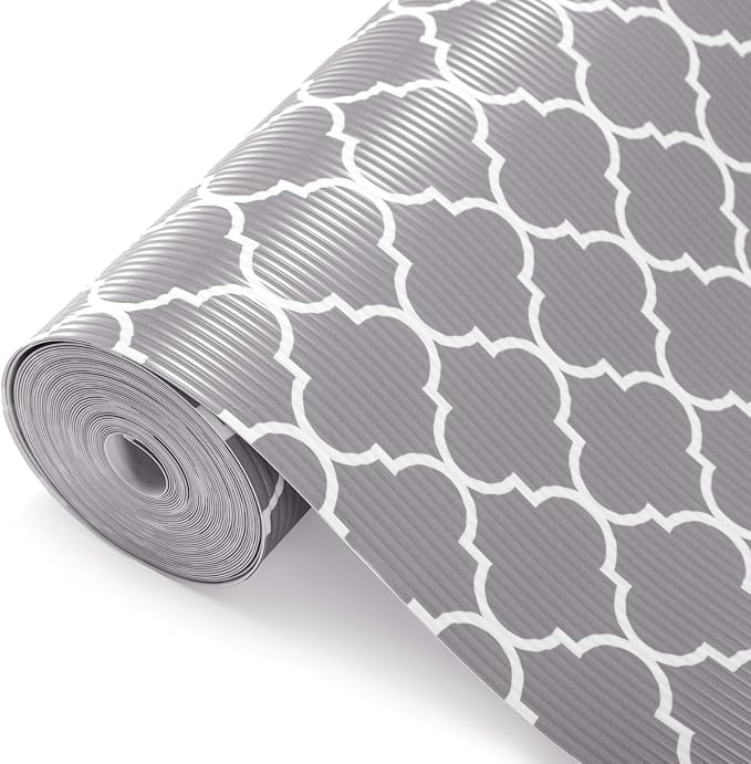 Glotoch 2 Rolls Non Adhesive Shelf Liners for Kitchen Cabinets, Waterproof Drawer Liners for Kitchen, Non Slip Cabinet Liners for Shelves/Dresser/Refrigerator/Bathroom, 17.5" x 30 FT, Gray