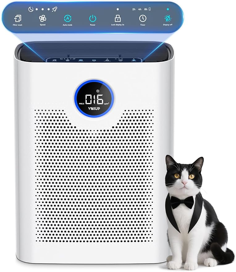 Air Purifiers for Home Large Room up to 3000 ft², VNIUP True Air Purifier for Bedroom, PM 2.5 Display Air Quality Sensor Air Cleaner for for Whole Home Dorm Room Bedroom Office, ZQA-8000A