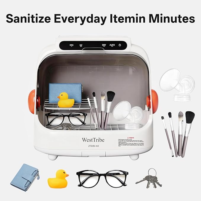 Baby Bottle Sterilizer and Dryer – UV Light Sterilizer 20L, cpap sterilizer Cleaning Machine.Hot Air Drying, UV Sanitizer Box Suitable for toothbrushes, Keys, and Everyday Household Items.