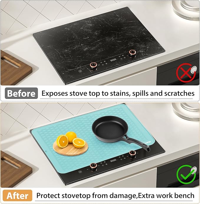 SAPID Extra Large 30” x 24” Silicone Dish Drying Mat for Dish Drying Rack, Easy Clean Silicone Drying Mat for Kitchen Counter, Non-Slip Dish Drain Mat, Heat Resistant Silicon Dish Matt, Mint Green
