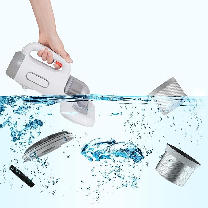 Portable Bed Vacuum Cleaner Cordless Rechargeable Professional Mattress Vacuum Cleaner Powerful Suction Handheld Deep Cleaner for Bed Sheet Carpet Fabric Sofa Vacuum Cleaning with Charging Dock