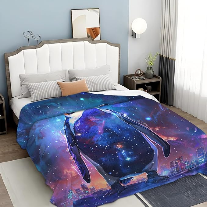 Tijuboni Penguin Throw Blanket Penguin Gifts for Girls Boys Women Men Kids Adults Soft Flannel Fleece Blanket for Couch Sofa Bed Home Decor 60"x80"