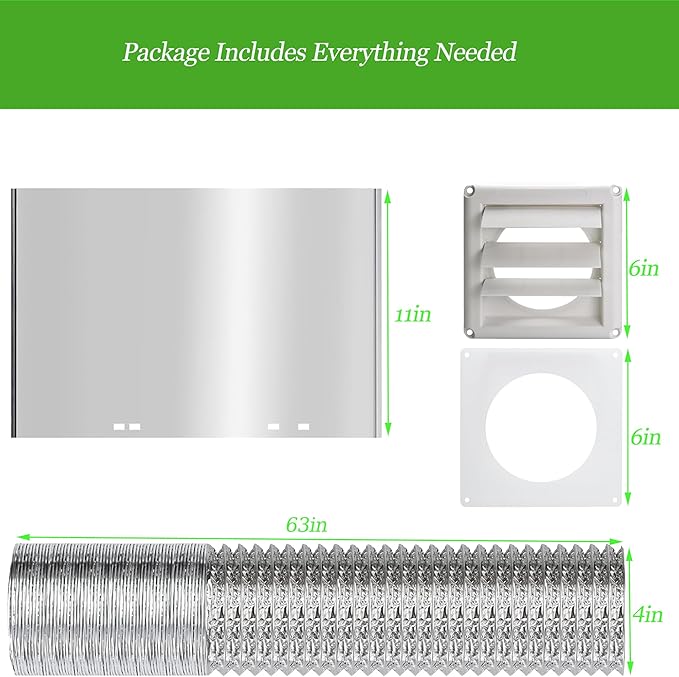 Dryer Vent Kit with Hose,Duct Connector,Dryer Vent Cover Outside Connector Wall Plate Ducting Kit for Bathroom Ventilation Fans Exhaust,Ceiling Washer Air Circulation