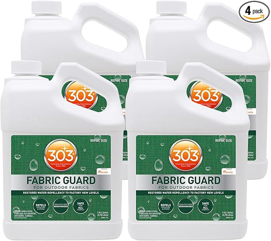 303 Products Fabric Guard, Water Repellent Spray for Outdoor Fabrics – Protects Upholstery, Cushions & Canvas, Stain Protection, Sunbrella Recommended, 1 Gallon (4-Pack)