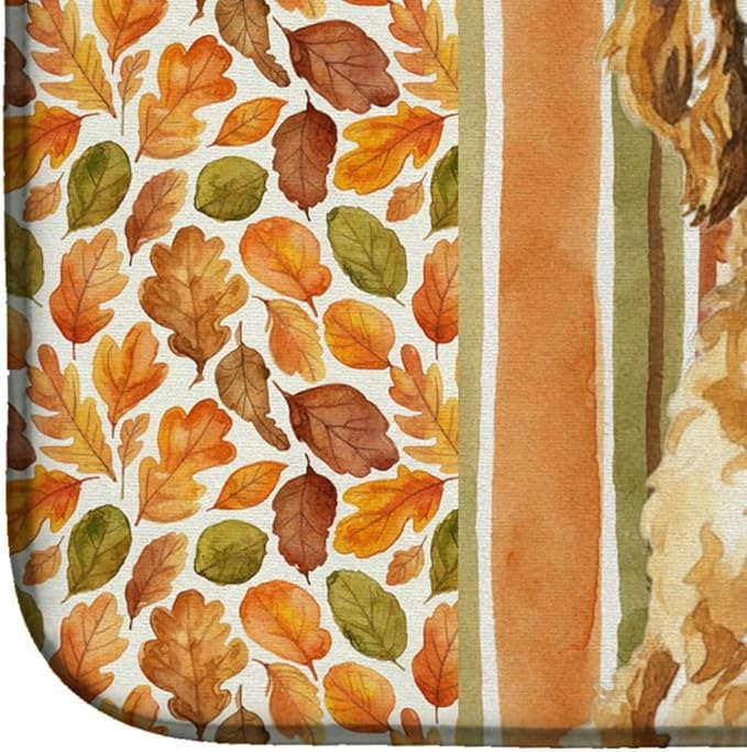 Caroline's Treasures Goldendoodle Heirloom Fall Dish Drying Mat Absorbent Dish Drying Mat Pad for Kitchen Counter Dish Drainer Mat for Countertop, 14 x 21", Multicolor