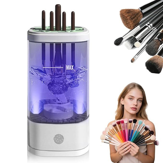 Electric Makeup Brush Cleaner,Portable Automatic Cosmetic Brushes Cleaner Machine,USB Rechargeable,Efficient Cleaning,Fits All Brush Sizes,For Home Deep Clean & Travel Quick Wash Beaut,Gift for Women