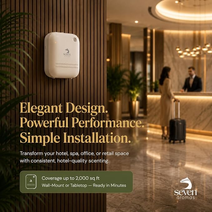 SEVENAROMAS Scent Diffuser SV720 - Bluetooth app, Air Machine for Home & Commercial Use, Covers 2000 sq. ft., Portable Large Room Waterless Diffusers (White)
