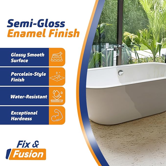 Fix & Fusion Bathtub & Tile Spray Paint, Multi-Surface Coating for Bathroom & Kitchen, High Adhesion, Water-Resistant, for Porcelain, Ceramic, Fiberglass, Countertops & More, White 13.5 oz (Pack of 1)