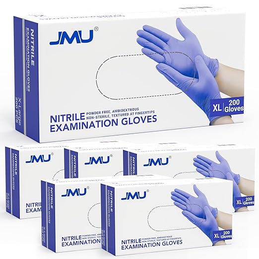 JMU XL Nitrile Exam Gloves 1200 Count Case 3.5 Mil - Latex Free Disposable Gloves for Medical Use, Home Cleaning & Professional Tasks