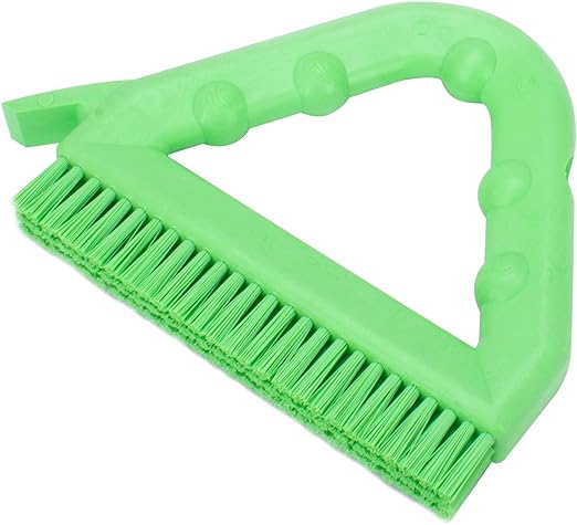 SPARTA Plastic Commercial Grout Brush, Triangle-Shaped Scrub Brush with Scraper and Two Threaded Holes for Attaching Handle (Sold Separately), 9 x 7 x 7 Inches, Lime