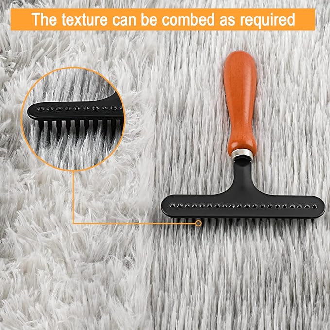 Hand Held Carpet Rake, Making Carpets Fluffy Again, Clean Hair, Let Carpet Restore Softness (Iron, Black)