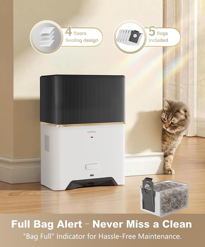 Touchless Vacuum Automatic Dustpan, Bagged Design with Replaceable Dust Bags, Up to 3-Month No Cleaning, 26,000Pa Powerful Suction, One-Touch Auto & Manual Mode for Pet Hair Kitchen & Salon