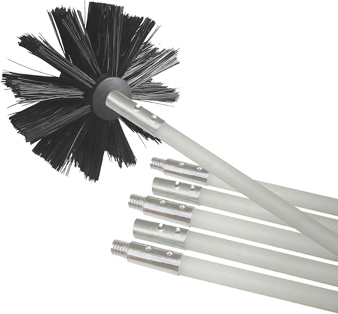 Deflecto DVBRUSH12K/6 Dryer Duct Cleaning Kit, Lint Remover, Extends up to 12 Feet, Synthetic Brush Head, Use with or without a Power Drill