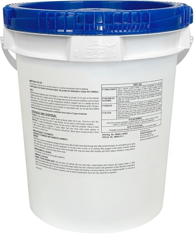 Pool Mate 35-Pounds All-In-1 Swimming Pool 3 Inch Chlorinating Tabs, Chlorine Tablets 3 Inch, Sanitizer, Clarifier, Stain Inhibitor, Algae Control, Descaler, Sunlight Protector all in one, Made in USA