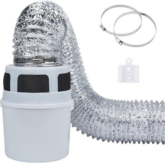 3 IN 1 Indoor Dryer Vent Kit Filter Bucket for Electric Dryer with 4-Inch by 8-Feet Proflex Duct (Silver)