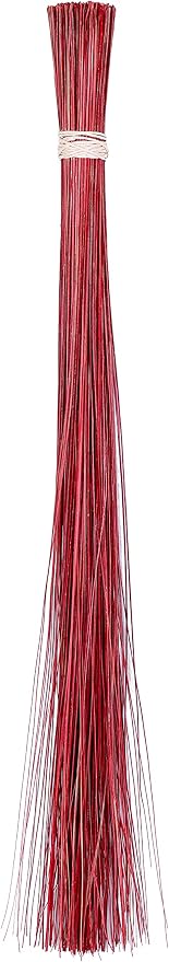 1 Piece of 32 inch Multi-Surface Sturdy Outdoor Authentic Coconut Leaf Broom Asian Thai Heavy Duty Broom (Red)