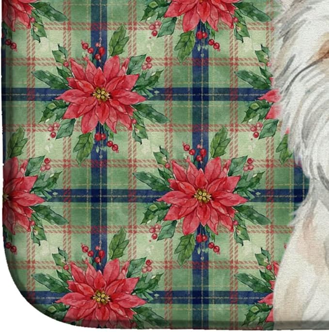 Caroline's Treasures Westie Christmas PoinsettIas Dish Drying Mat Absorbent Dish Drying Mat Pad for Kitchen Counter Dish Drainer Mat for Countertop, 14 x 21", Multicolor