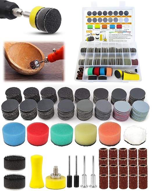 482 PCS 1 Inch Sanding Discs and Drums for Dremel, Wet Dry Sanding Paper Polishing Kit with Sanding Bands Bits, 60-10000 Grit Sandpaper Hook and Loop for Dremel Rotary Tool Accessories DIY Resin Wood