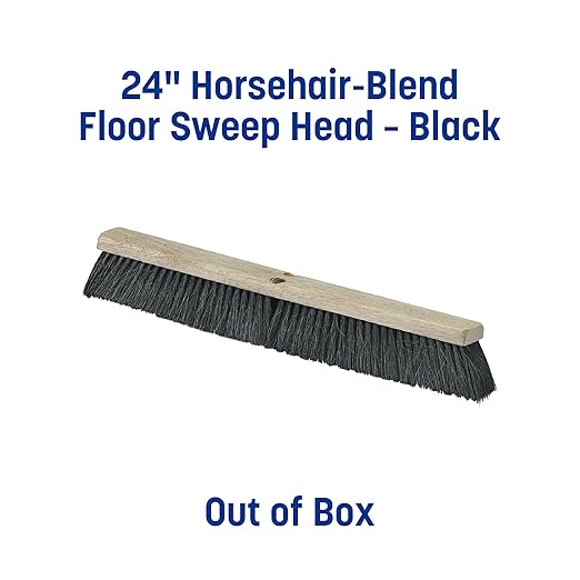 SPARTA Flo-Pac Horsehair-Blend Blend Sweep, Floor Sweep for Cleaning, 24 Inches, Black, (Pack of 12)