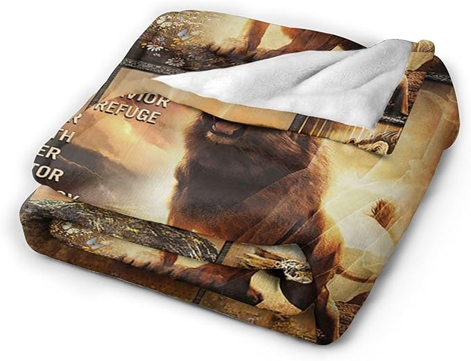 Christian Blanket for Men Christ Lion Jesus Religious Faith Throw Blanket Soft Cozy Warm Fuzzy Fleece Christian Bedroom Decor Blanket Gifts for Men Women Couch Sofa Bed 60"X50"