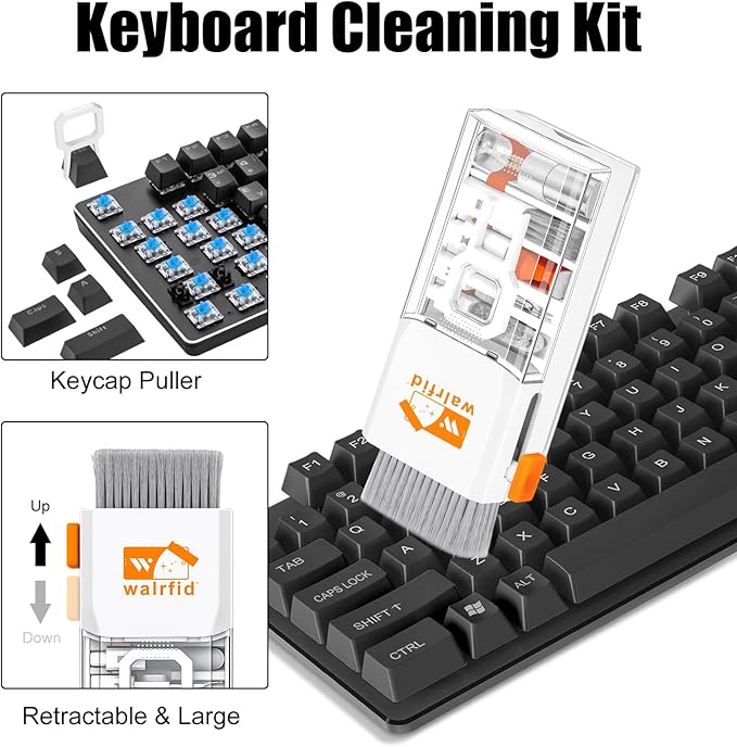 walrfid 20-in-1 Computer Keyboard Cleaner Kit, Laptop Screen Cleaning Spray for iPhone AirPods Cell Phone MacBook iPad Pro, 15-in-1 Electronic Clean Brush Tool for Earbuds iPod PC Monitor TV Earphone