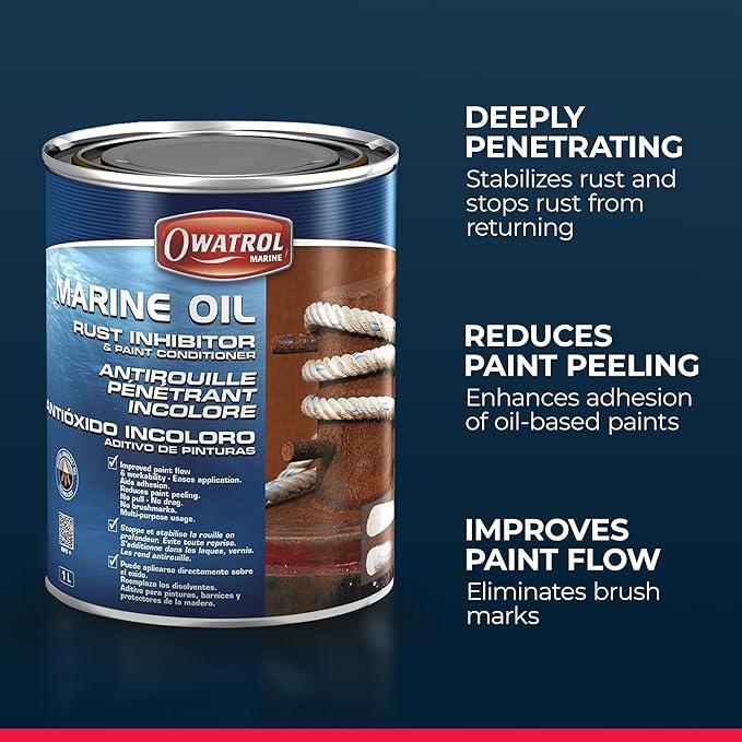 OWATROL Marine Oil Metal Rust Inhibitor & Paint Conditioner - Deep Penetrating Rust Inhibitor for Boats, Improves Paint Flow, Prevents Peeling, Safe on Hulls, Tanks, and Metal Surfaces
