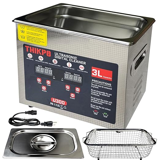 Professional 3L Ultrasonic Cleaner 120W 40kHz with Digital Timer & Heater 110V 304 SUS Tank Stainless Steel Basket for Jewelry, Watches, Glasses, Lab, Medical, Industrial Parts