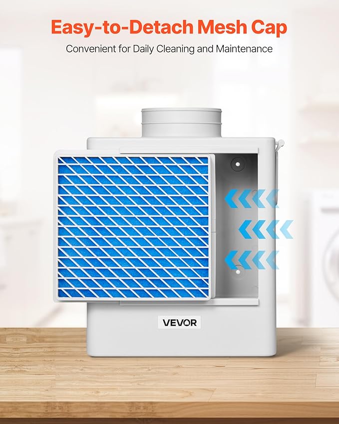 VEVOR 3-in-1 Indoor Dryer Vent Kit,Premium ABS Material Fits 4 inch Exhaust Port, Smart Overheating Reminder Exhaust Hood & Easy-to-Detach Mesh Cap & Multi-layer Purification with 4 Replacement Pads