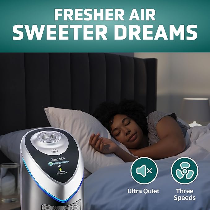 GermGuardian HEPA Air Purifier - Large Room Air Purifier for Bedroom, Office, Dorm, and Home - Filters Pet Dander, Dust, Pollen, Smoke, Scents - AC48252PK - 22" Tower - Gray - 2-Pack