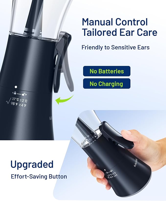 Upgraded Ear Wax Removal Kit, Manual Ear Cleaner, FSA Eligible Items Only List, One-Hand Use, Safe & Comfortable for Home - Blue