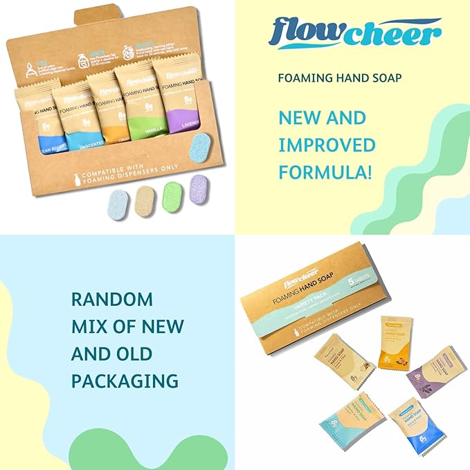 flowcheer Hand Soap Tablet Refills + Washing Machine Cleaner Descaler Tablets Bundle – Eco Foaming Hand Wash + Deep Clean Laundry Machine Maintenance Kit