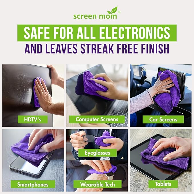 Screen Cleaner Spray and Wipe Kit 16oz and 4 Pack Microfiber Towel Bundle - Electronics Cleaner Spray TV Screen Cleaner for Smart TV Computer, Phone, iPad Laptop Screen Cleaner Car Screen Cleaning Kit