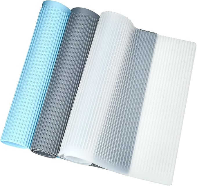 Refrigerator Mats 3PCS Silicone Shelf Liners Refrigerator Mats Heat Resistant Cup Pad Multifunctional Pads Drawer Table Placemats Gray/Blue/Clear